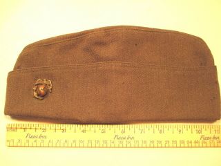 China Marine Garrison Cap With Droop Wing Ega & Sterling Silver Lt.  Col.  Rank,  Nr