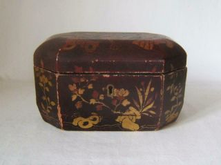 Antique Chinese Black Lacquer Box : Octagonal Tea Caddy: For Restoration