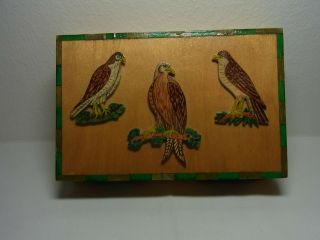 Vintage German Tramp Folk Art Box Fretwork Eagle & Swallow S