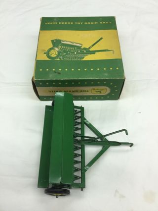 Vintage Ertl Eska John Deere Toy Grain Drill And Box
