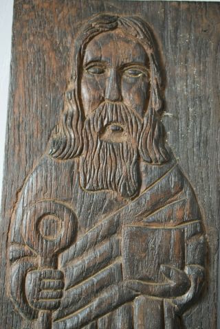 ⭐ Ancient Religious Carving,  Hand Carved Wood,  Saint Peter 