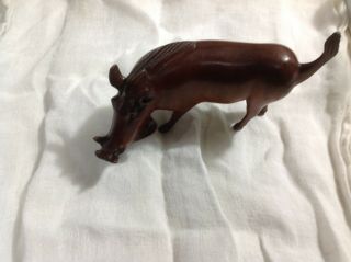Hand Carved Rosewood Asian Figurine Year Of The Boar Arkansas Go Hogs Razorbacks