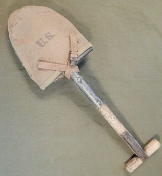 WWII / WW2 U.  S.  Army M - 1910 Entrenching Tool,  T - Handle Shovel,  AMES,  Dated 1942 2