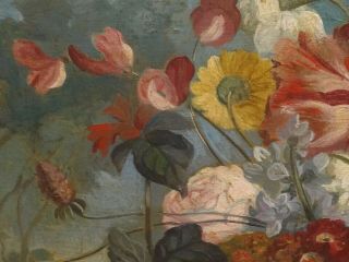 Fine Large 19th Century English Still Life Flowers Vase Antique Oil Painting 10