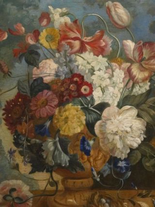 Fine Large 19th Century English Still Life Flowers Vase Antique Oil Painting 5