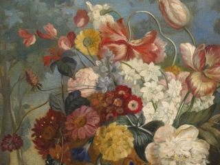 Fine Large 19th Century English Still Life Flowers Vase Antique Oil Painting 7