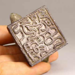 Chinese old copper Enamel Dragon Turtle Tortoise combination Seal Stamp a01 4