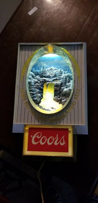 Vintage Coors Light Up Waterfall Scene Beer Sign