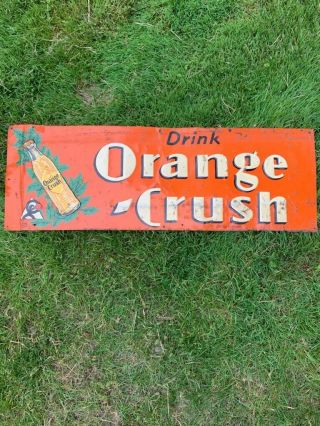 Vintage 1937 Orange Crush Soda Pop Embossed Metal Sign