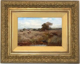 A Harvest Landscape Antique Oil Painting By William Manners R.  B.  A.  (1860–1930)