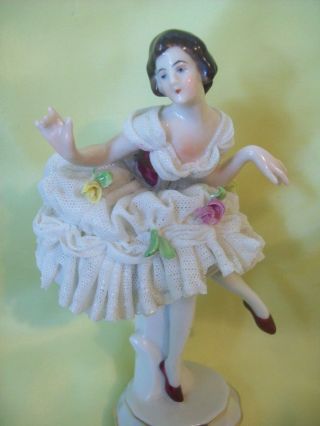 Volkstedt Ballerina Dancer Figurine Dresden Lace 5 - 1/2 