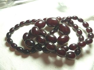 Antique Vintage Dark Cherry Amber Bakelite Beads Necklace 57.  99g