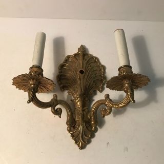 Antique Brass Plated Double Socket Electric Wall Sconce Spain