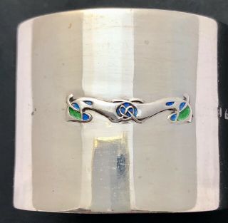 Stunning Liberty & Co Cymric Silver & Enamel Napkin Ring By Archibald Knox 1904