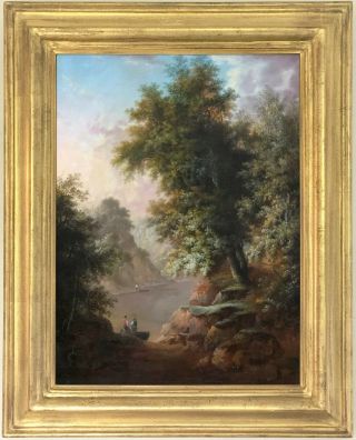 A River Landscape Antique Oil Painting Early 19th Century British School