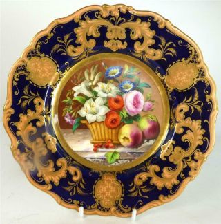 M021 Fine Antique English Ridgway Porcelain Plate Fruit Flowers 6/2767 F