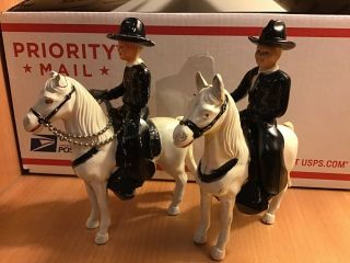 Two (2) Vintage Ideal Hopalong Cassidy Cowboy on Horse Topper Plastic Figures 2