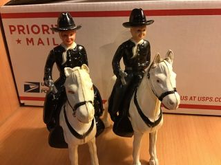 Two (2) Vintage Ideal Hopalong Cassidy Cowboy on Horse Topper Plastic Figures 5