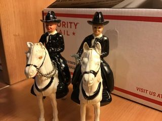 Two (2) Vintage Ideal Hopalong Cassidy Cowboy on Horse Topper Plastic Figures 6