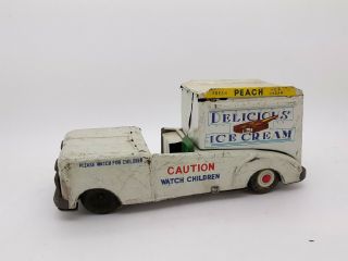 Vintage Tin Friction Toy Truck Delicious Ice Cream 1960 Japan Car Model Retro 4