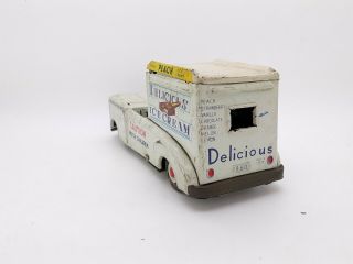 Vintage Tin Friction Toy Truck Delicious Ice Cream 1960 Japan Car Model Retro 5