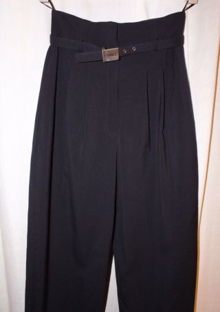 Chanel Vintage High Waist Navy Pant W/ Belt,  Size 34 Pre - Owned