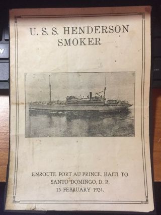 1924 Wrestling Program Us Navy U.  S.  S.  Henderson Smoker