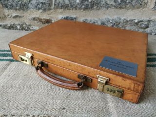 A Vintage Tan Leather Briefcase By Swaine Adeney