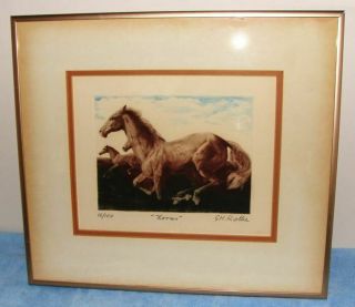 Vintage Rothe Mezzotint " Horses " Limited Edition Framed Signed Numbered