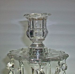 Vintage Heisey Old Williamsburg Crystal 3 Light Candelabra With Bobeches & Prism 6