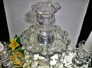 Vintage Heisey Old Williamsburg Crystal 3 Light Candelabra With Bobeches & Prism 7