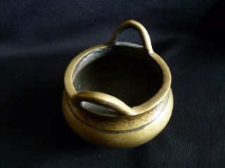 Old Chinese bronze censer with 4 character mark 3