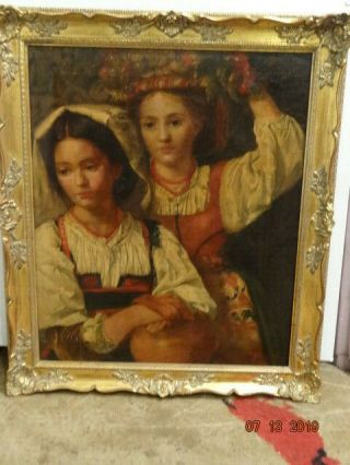 Antique oil painting on canvas 