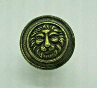 Antique,  Brass Lion head,  drawer Knob,  with back plate.  In Re claimed. 3