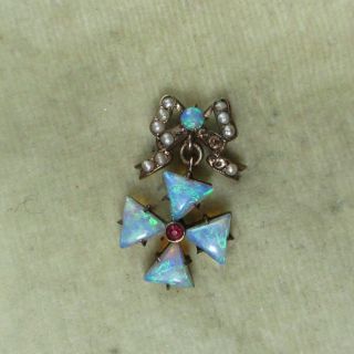 Lovely Gold Opal & Seed Pearl Pendant For Repair