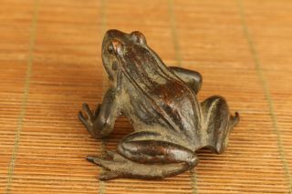 Big Chinese Old Bronze Hand Carved Frog Statue Figure Collectable