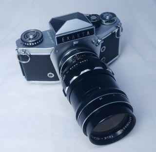 Vintage EXAKTA VX1000 SLR Camera ISCO Gottingen 135mm f/2.  8 TELE Iscaron Lens 9