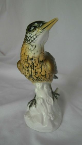 Vintage Volkstedt Dresden Germany painted porcelain bird figurine 7 ” 1962 7