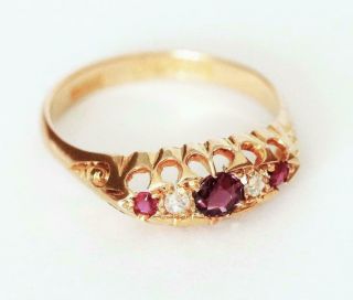 Antique Victorian English 18k Gold Ruby And Diamond Ring By Jp&co Circa 1907