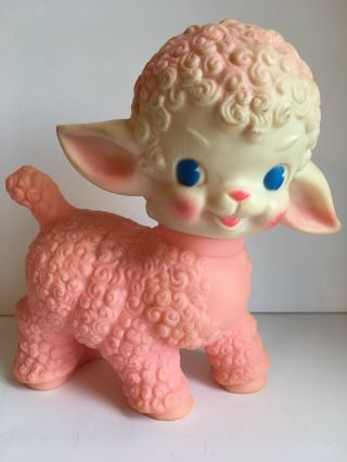 Vintage Sun Rubber Pink Lamb Baby Sheep Squeaky Squeaker Toy