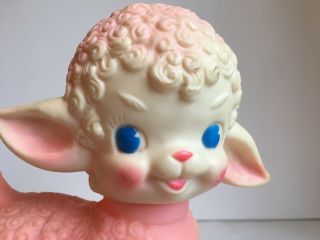 Vintage Sun Rubber Pink Lamb Baby Sheep Squeaky Squeaker Toy 2