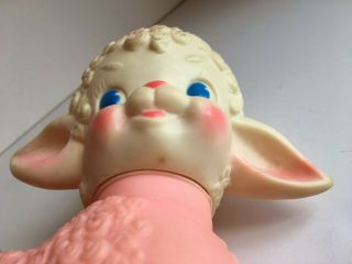 Vintage Sun Rubber Pink Lamb Baby Sheep Squeaky Squeaker Toy 3