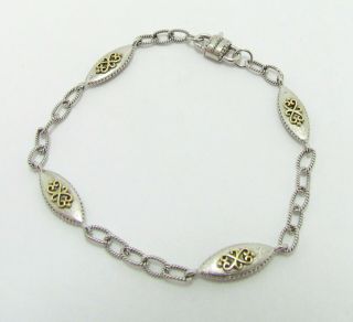 Gabriel & Co.  Sterling Silver & 18k Gold Victorian Chain Bracelet Vintage
