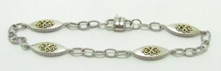 Gabriel & Co.  Sterling Silver & 18k Gold Victorian Chain Bracelet Vintage 2
