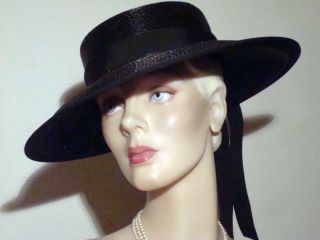 1940s Hat Wide Brim Bolero Elegant Black Saks Fifth Ave Sz 7 4