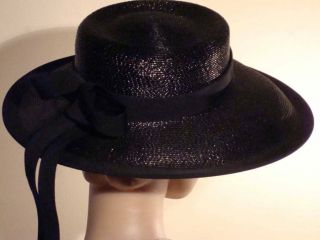 1940s Hat Wide Brim Bolero Elegant Black Saks Fifth Ave Sz 7 8