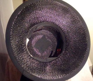 1940s Hat Wide Brim Bolero Elegant Black Saks Fifth Ave Sz 7 9