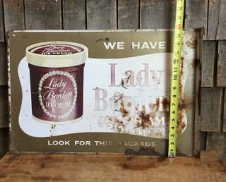 Vintage Lady Borden Ice Cream Parlor Metal Flange Advertising Sign Store Display 12