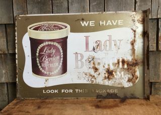 Vintage Lady Borden Ice Cream Parlor Metal Flange Advertising Sign Store Display 8