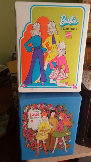 Vintage,  Two Barbie 3 Doll Trunks Filled With Clothes,  Accesories And Patterns